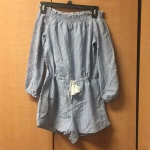 Striped drawstring romper